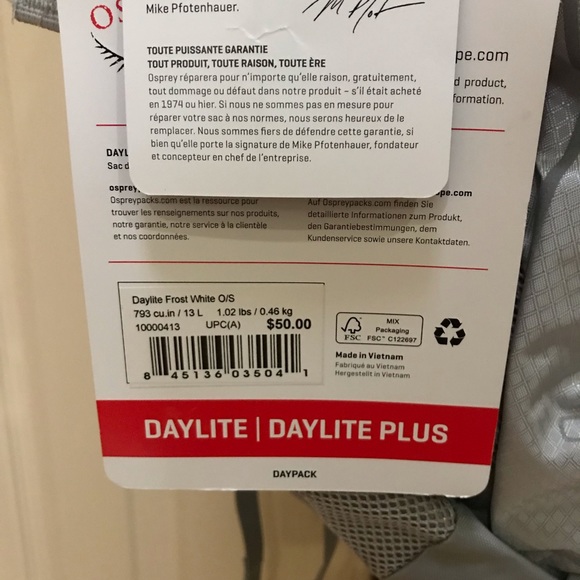 osprey daylite frost white